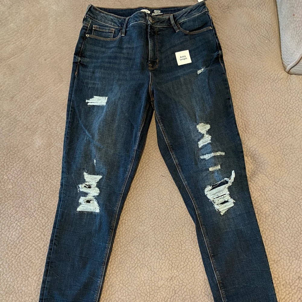 old navy dark blue super skinny high rise jeans